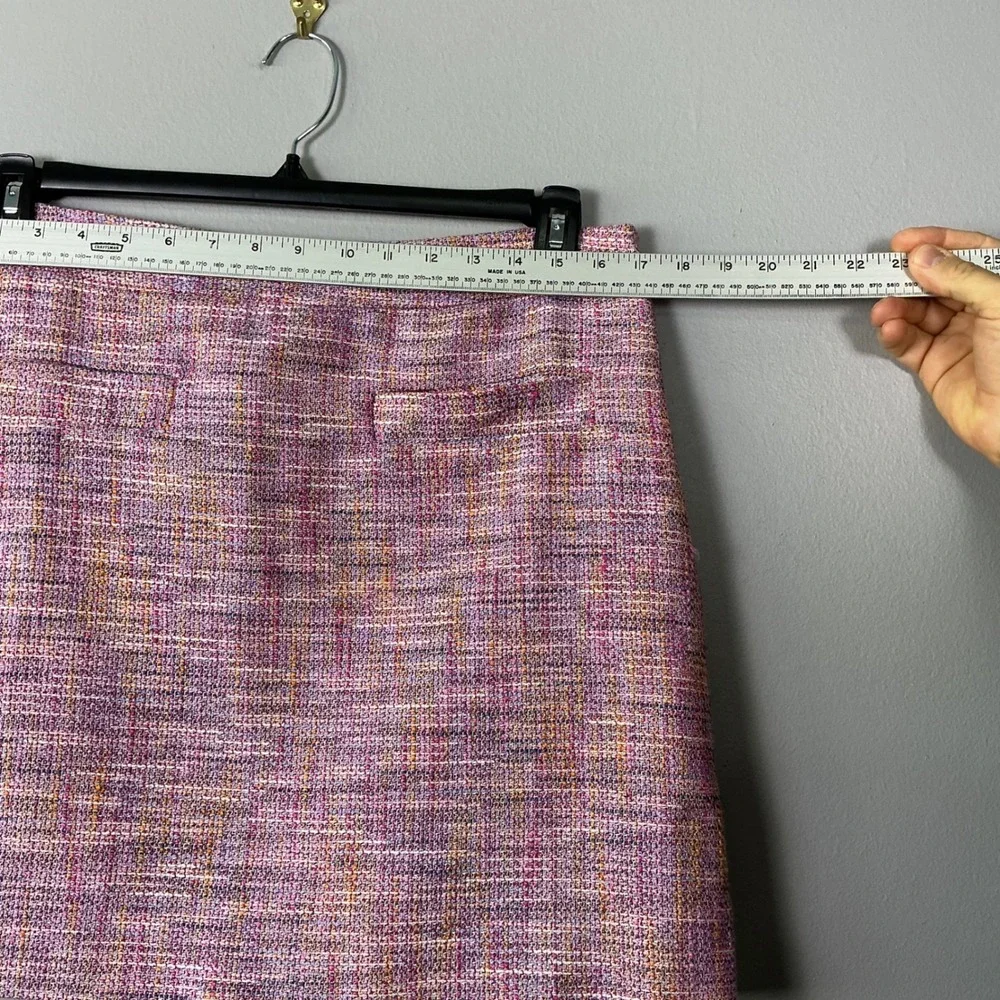 LOFT Petites Pink Multi Color Tweed Mini Skirt Size 12P Side Zip A-Line